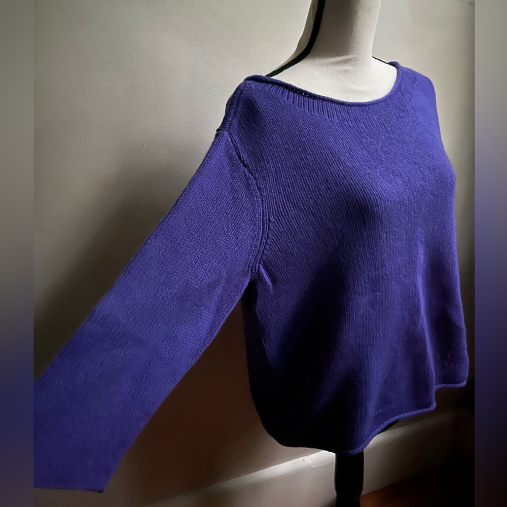 Gorgeous Eileen Fisher purple boat neck sweater